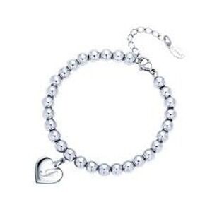 J Initial Heart Charm Bracelet 6mm Stainless Steel